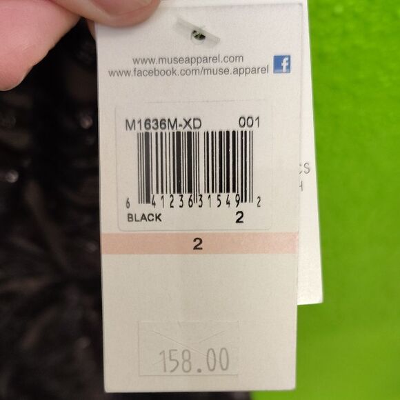 Muse Black and Silver Sheath Midi Dress Halter Sleeveless - Picture 2 of 4